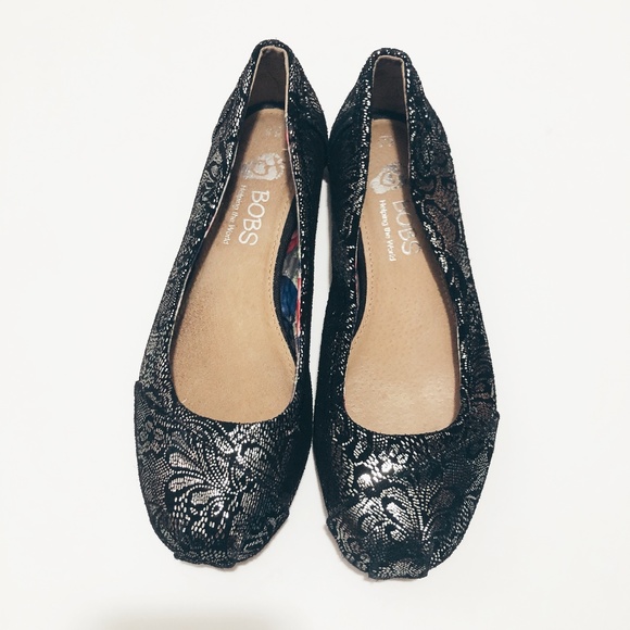 Skechers Shoes - BOBS Sketchers Black and Silver Printed Flat 6.5